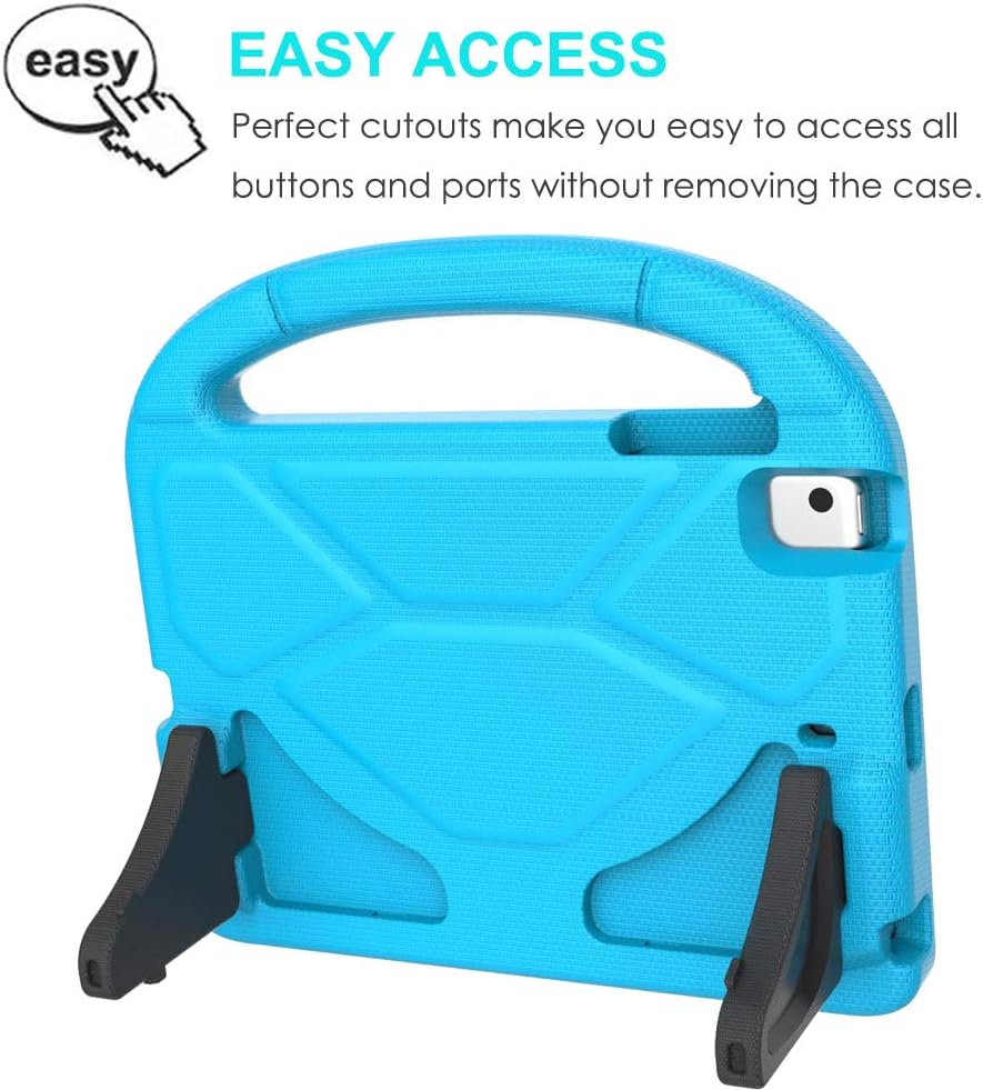 Ultimate Kids Case for iPad Mini 5/4/3/2/1 (7.9") - Shockproof, Durable Bumper with Handle & Kickstand + 2 Screen Protectors in Blue