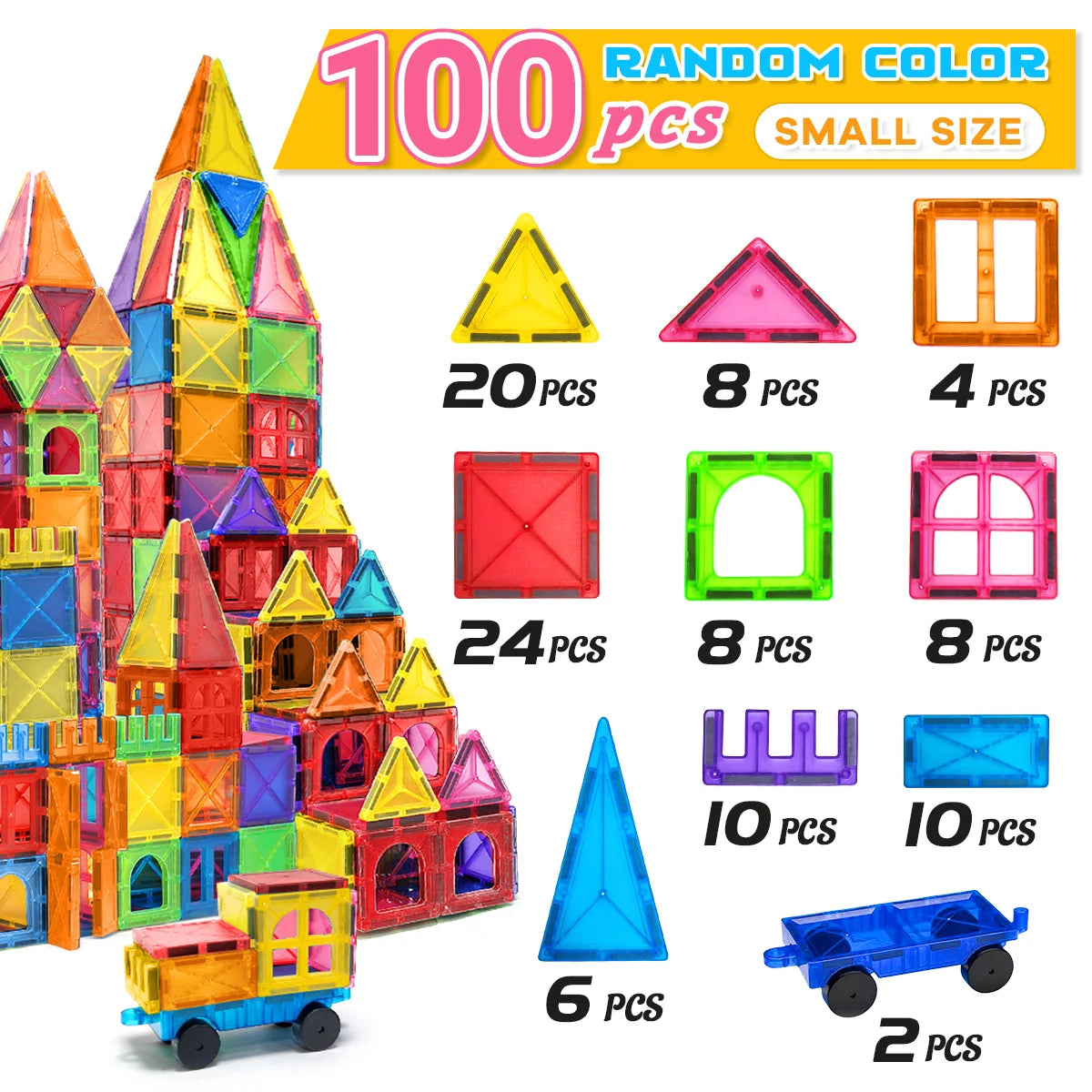 Magnetic Building Blocks Set - Montessori Sensory DIY Toy for Kids 3+ - Perfect Gift for Boys and Girls!