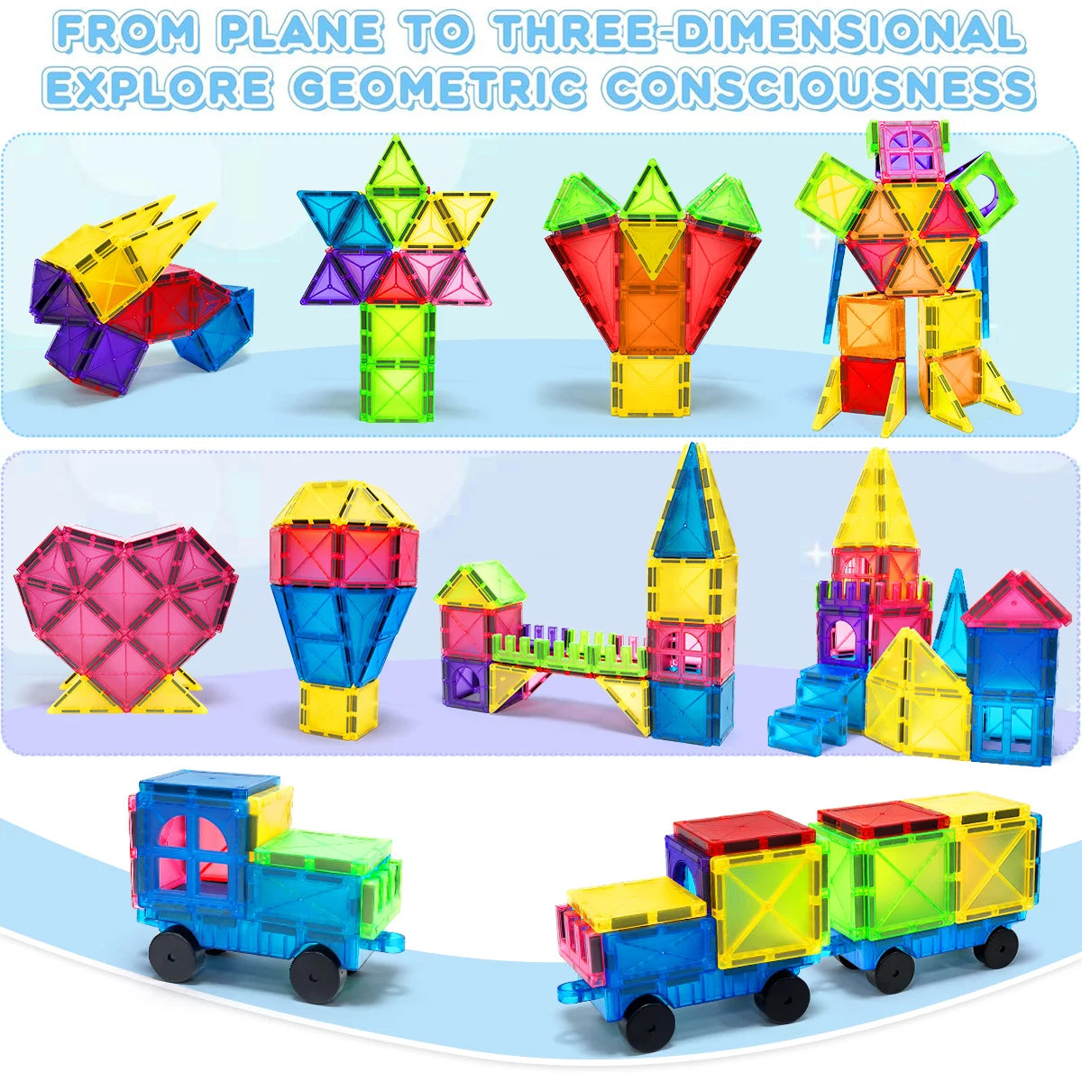 Magnetic Building Blocks Set - Montessori Sensory DIY Toy for Kids 3+ - Perfect Gift for Boys and Girls!